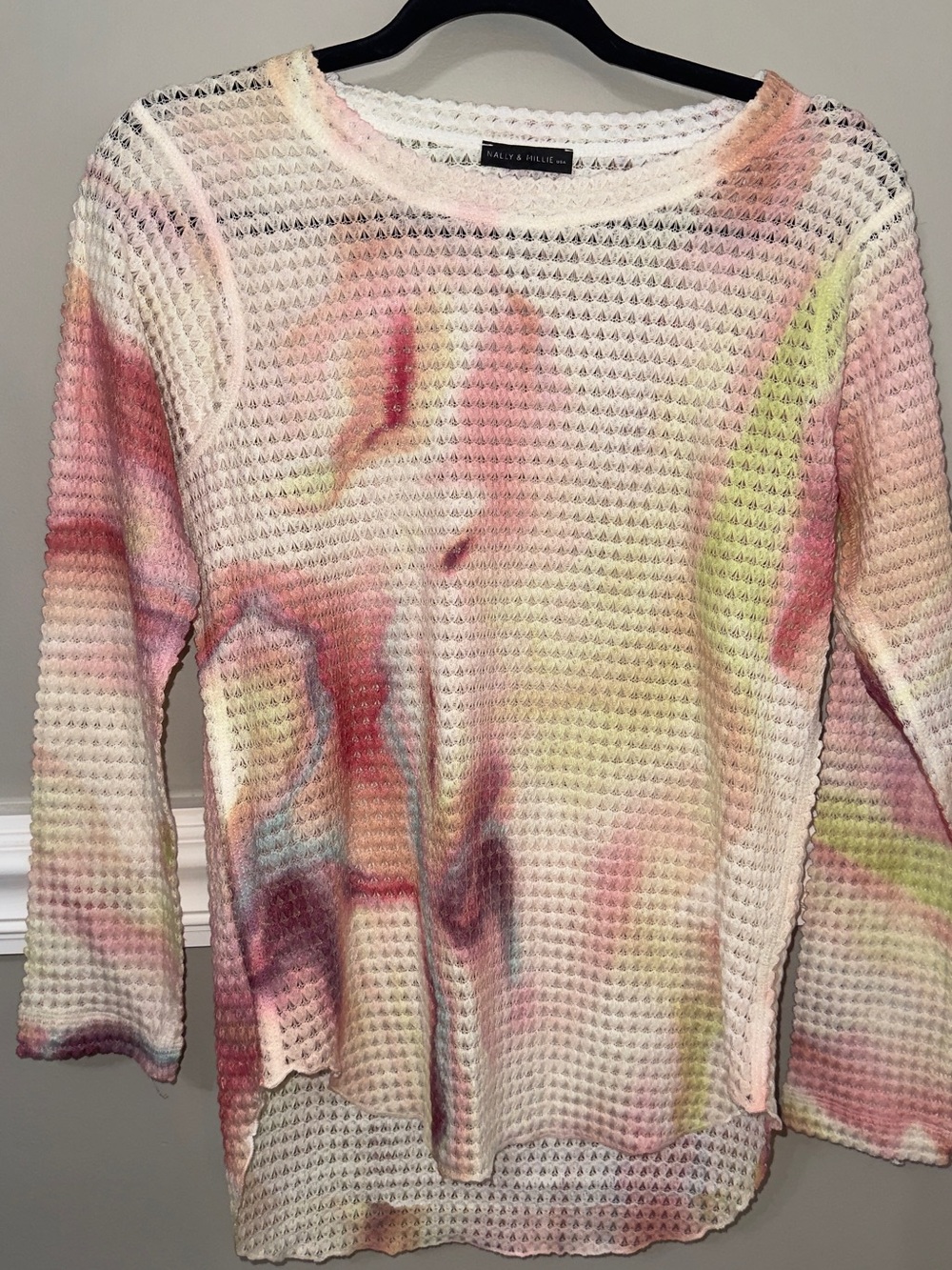 Nally & Millie Multicolor Pastel Tie-Dye Waffle Knit Top